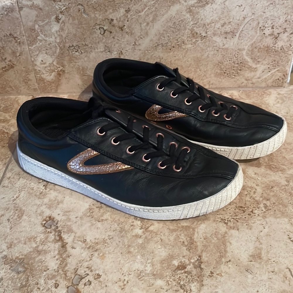 Tretorn 7.5 Black and Rose Gold Tretorn Sneakers
